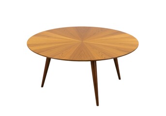 Round wooden table isolated on white background