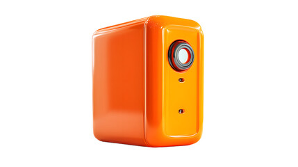 A vibrant orange compact camera with a sleek design, ideal for capturing unforgettable moments.