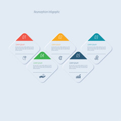 Neumorphism Square shape Infographic Design 5 Steps