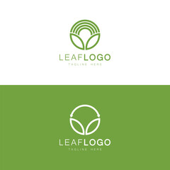 vector logo design leaf circle, green tea herbal, natural medicine, sprout with green leafs