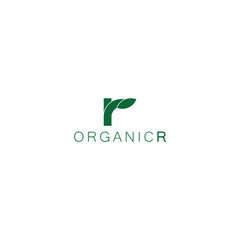 R letter logo with green leaves.Vector design template elements for your eco application or corporate identity.