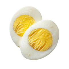 Two Halves of a Hard Boiled Egg on Transparent Background
