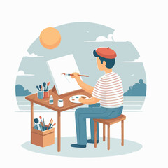 vector illustration of a painter 