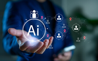 Artificial Intelligence in global HR management and recruitment. AI-powered talent acquisition,...