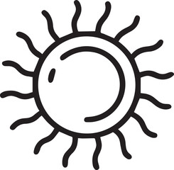 Minimal Outlined Sun Icon – Black Line Solar Symbol