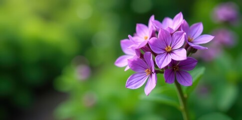 Purple flower cluster, green foliage, garden setting , detail, green, flora