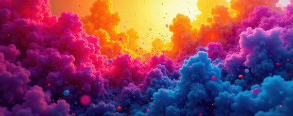 Vibrant abstract shapes clashing in dynamic color interplay , illustration, bold, style