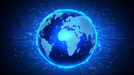 Naklejka premium Global Network Digital World Connectivity and Technological Advancement
