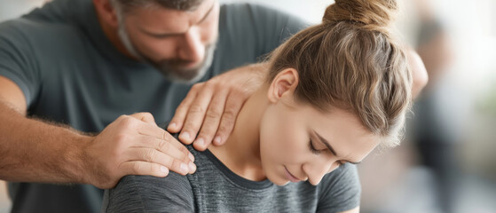 Therapeutic physiotherapy for young women calm environment for postural alignment care