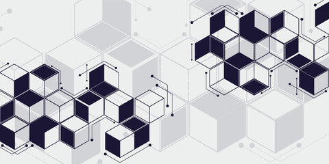 Abstraction from geometry, element, cube, hexagon. vector illustration