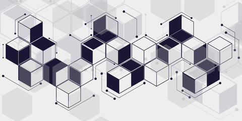 Abstraction from geometry, element, cube, hexagon. vector illustration