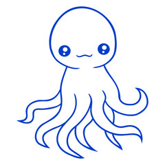 Octopus squid tentacle cephalopod cute sweet comic Isolated Vector Graphic Design Illustration
