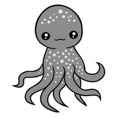 Octopus squid tentacle cephalopod cute sweet comic Isolated Vector Graphic Design Illustration
