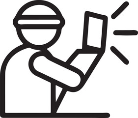 Minimal Outlined Icon of Solar Panel Worker