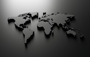 3D world map, dark gray