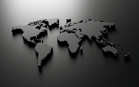 Fototapeta 3D world map, dark gray