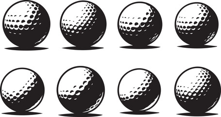 Golf Ball - Black and White Close-up Icon isolated on three-dimensional vector illustration vector	