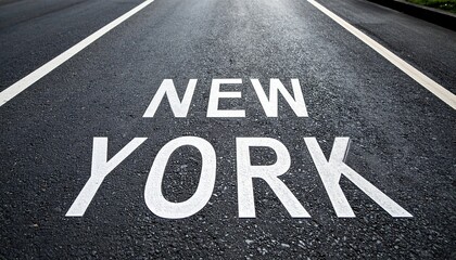 New york road marking on asphalt highway