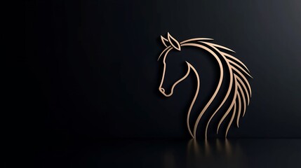 Gold horse profile on dark background.  Sleek, modern design