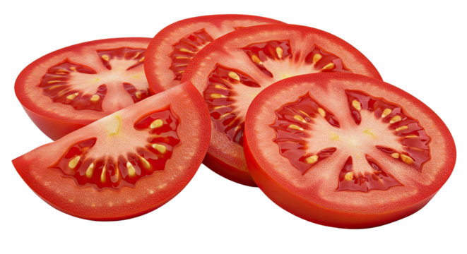 tomato slices isolated on white background , transparent png