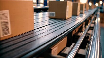 Efficient package movement on automated conveyor in modern warehouse