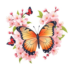 Romantic Butterfly Flowers PNG | Spring Garden Sublimation Clipart