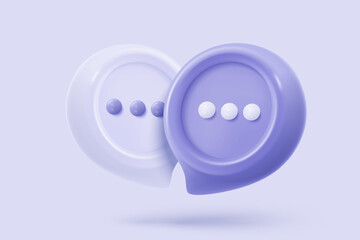 3D speech bubbles symbol sign on social media icon isolated on pastel background. Chat dialogue bubble or user reply sign with social media. 3d speech bubble icon vector render illustration