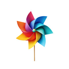 Colorful Pinwheel Toy on White Background Origami Windmill