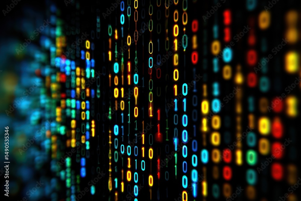 Poster colorful binary code background