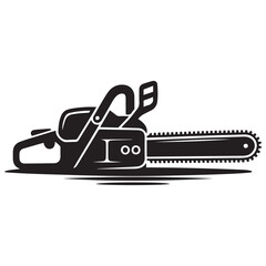 Chainsaw vector illustration, Chainsaw silhouette or vector icon with transparent. with white background