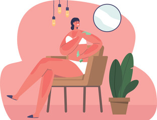 Sunburn woman applying skincare cosmetics