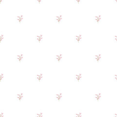 Floral Pattern With Delicate Pink Flowers on a White Background