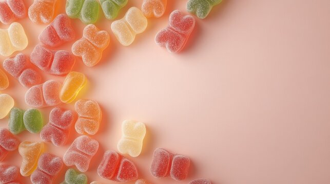 Chewy gummy candy snack delight colorful gummy bears sweet treats fun environment close-up view