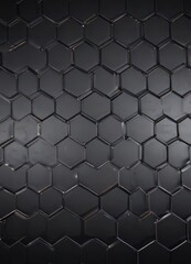 Subtle lighting on a sleek hexagonal metal grid  , reflective, luxury