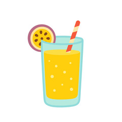 A flat vector illustration of colourful summer passion fruit cocktails.