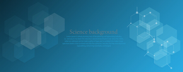Abstract of polygon or hexagonal pattern medical and science technology innovation concept on blue background vector graphic design.