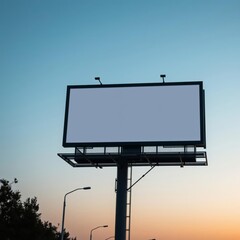 Blank billboard at twilight time ready for new advertisement billboard blank mockup display empty poster advertising