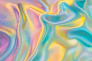 Fototapeta premium Iridescent Fabric: Pastel Rainbow Waves