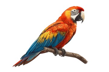 Macaw Parrot isolated on white background.