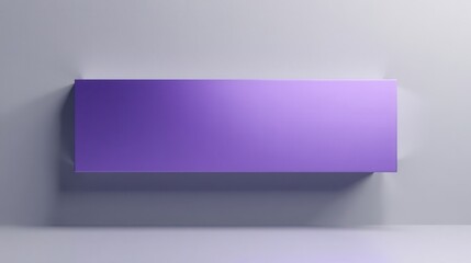 Fototapeta premium A Simple Purple Horizontal Rectangular Shape Against a Light Gray Wall Background