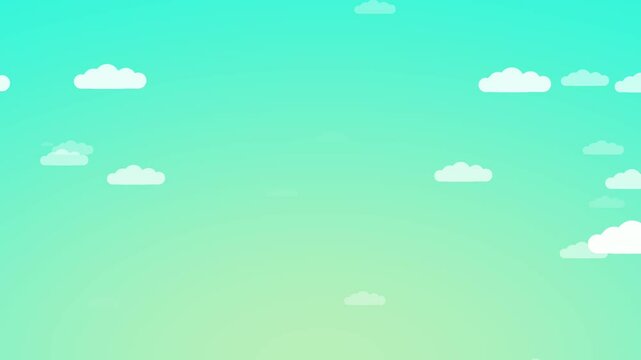 Animated White Cloud Floating and Moving on Simple Clean Background &ndash; Minimal Sky Weather Loop Motion Graphic for Nature, Kids and Presentation Design