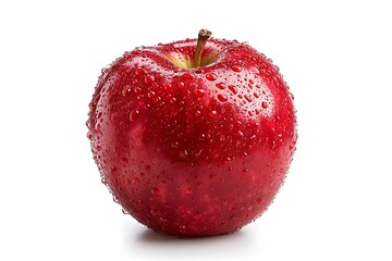 red apple with water drops