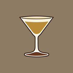 Vintage cocktail glass logo design in retro style with decorative typography and classic shapes