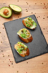 Avocado Bruschetta on Slate Board