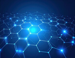 Fototapeta premium Abstract Blue Hexagon Network Design