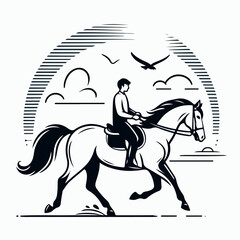 illustration of a person riding a horse 