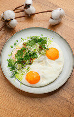 Healthy Breakfast with Eggs and Greens