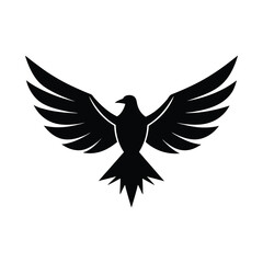 Eagle Flying Angled Wings Vector Silhouette