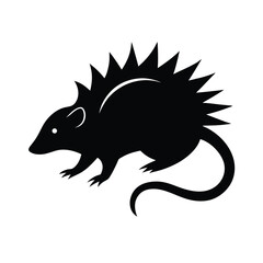 Moonrat Spiky Scurrying Vector Silhouette