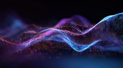 Abstract vibrant waves of glowing particles